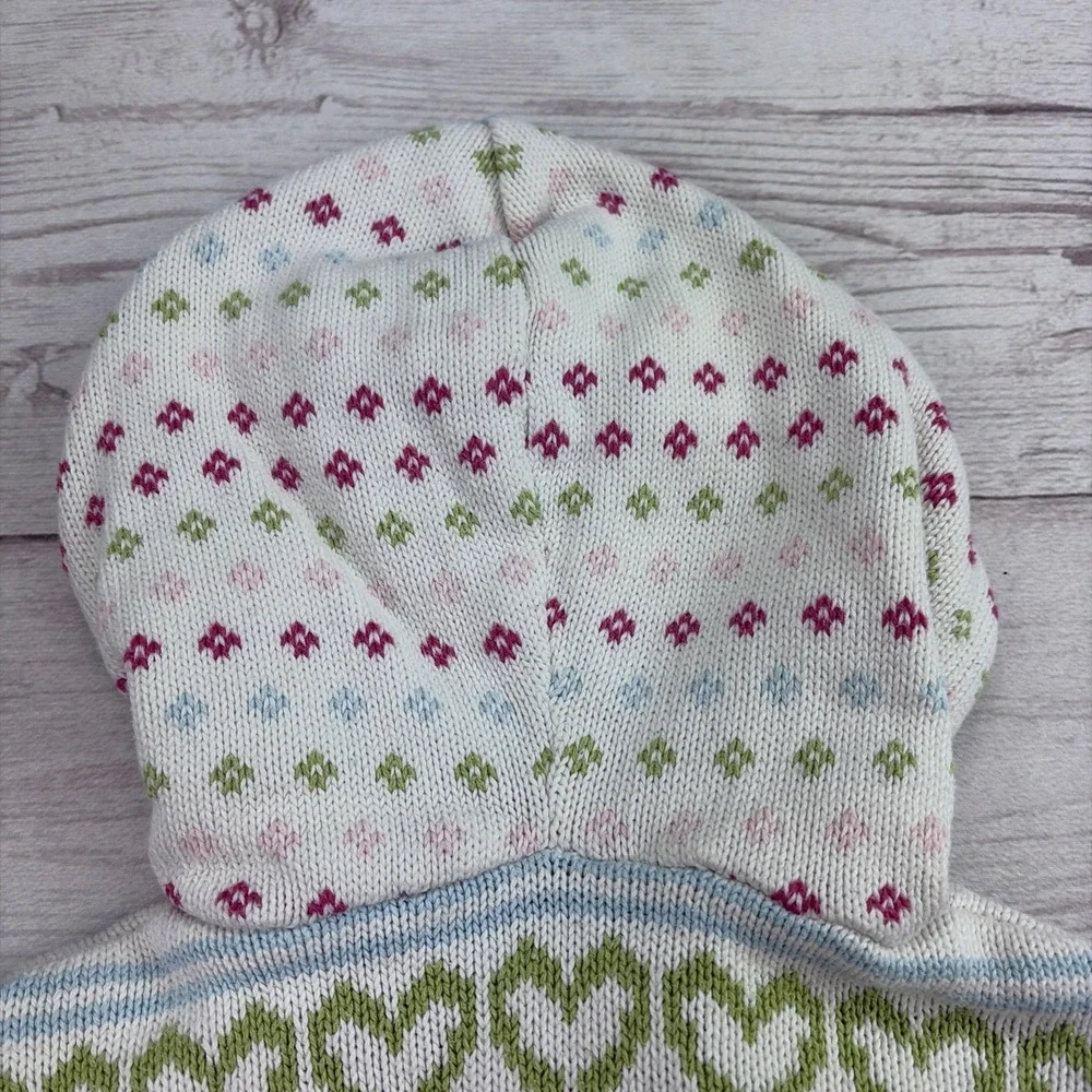 Baby Gap Toddler 5T Girl's Fair Isle Heart Stripe White Hooded Full Zip Sweater